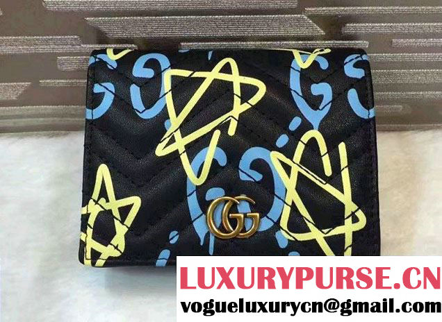 Gucci GucciGhost Print Card Case 449421 Black 2016