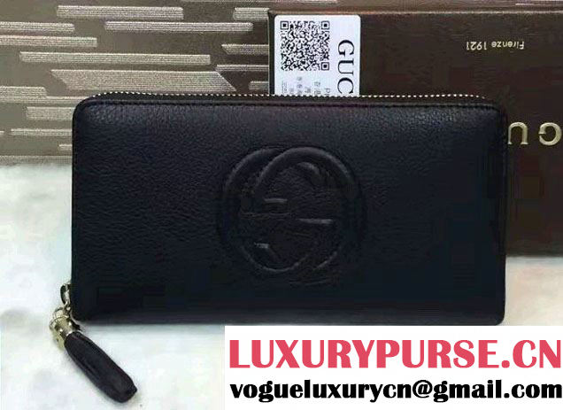 Gucci Soho Leather Zip Around Wallet 308004 Black