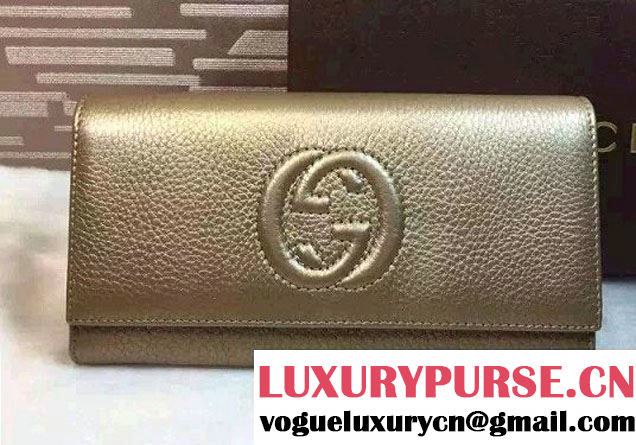 Gucci Soho Leather Continental Wallet 282414 Gold