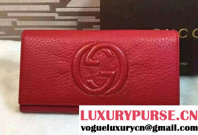 Gucci Soho Leather Continental Wallet 282414 Red