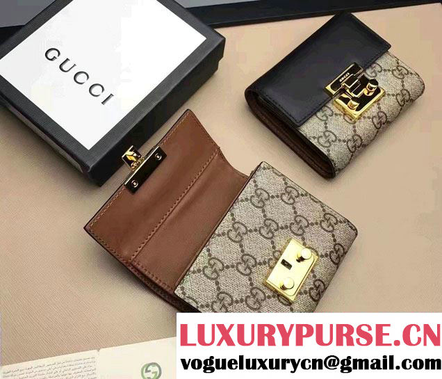 Gucci Padlock GG Supreme Wallet 453155 Black/Brown 2017