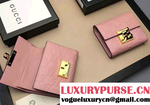 Gucci Padlock Signature Leather Wallet 453155 Pink 2017