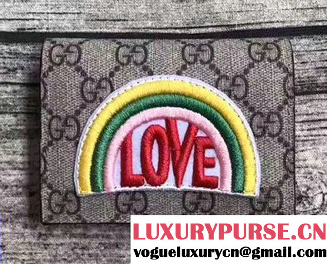 Gucci Rainbow LOVE Soft GG Supreme Zip Around Card Case 476412 2017