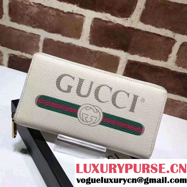 Gucci Logo Leather Zip Around Wallet 496317 White 2017 (XYS-7102407 )