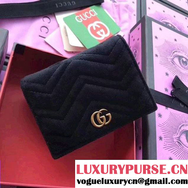 Gucci Velvet GG Marmont Card Case 466492 Black 2017 (XYS-7102406 )