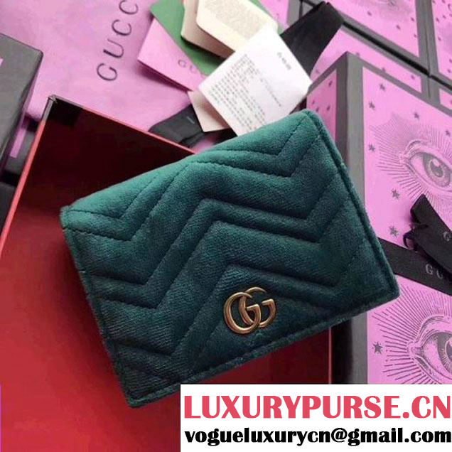 Gucci Velvet GG Marmont Card Case 466492 Green 2017 (XYS-7102402 )