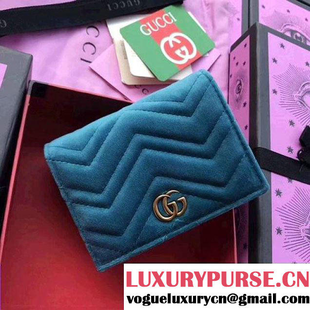 Gucci Velvet GG Marmont Card Case 466492 Blue 2017 (XYS-7102401 )