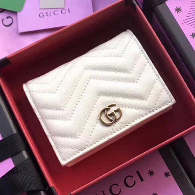 Gucci Real Leatherl Card Case Wallet 466492 White