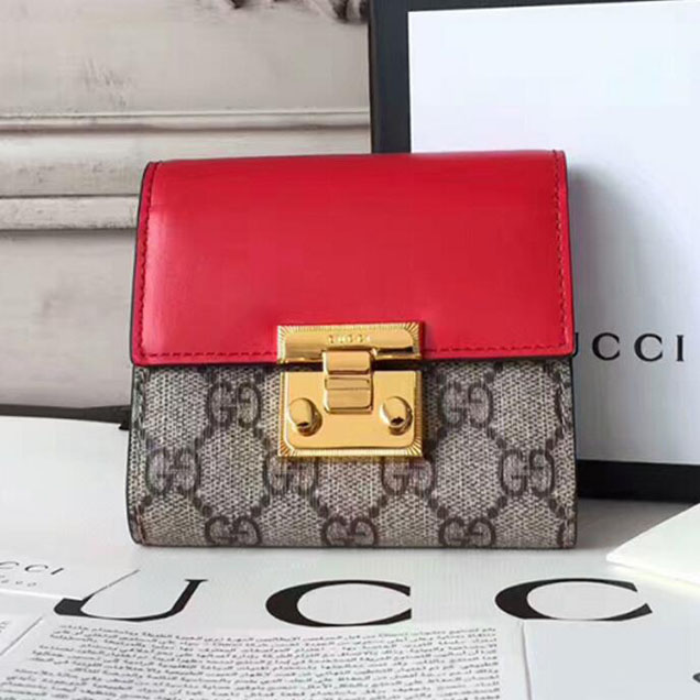 Gucci Real Leather Wallet 453155 Red