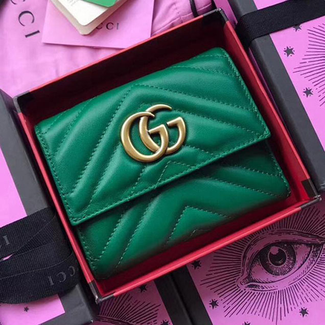 Gucci GG Marmont Matelasse Wallet 474802 Green