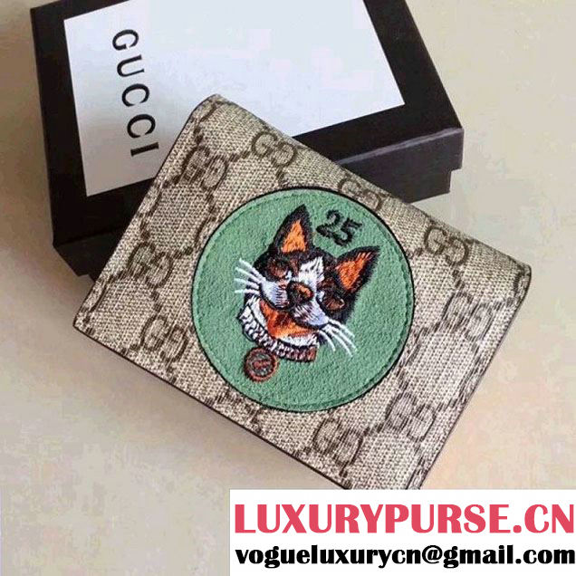 Gucci Dog Embroideried GG Card Case 506277 Green 2018 (XYS-8010528 )