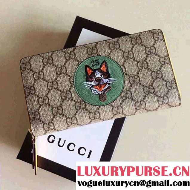 Gucci Dog Embroideried GG Zip Around Wallet 506279 Green 2018 (XYS-8010531 )