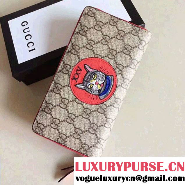 Gucci Cat Embroideried GG Zip Around Wallet 506279 2018 (XYS-8010529 )