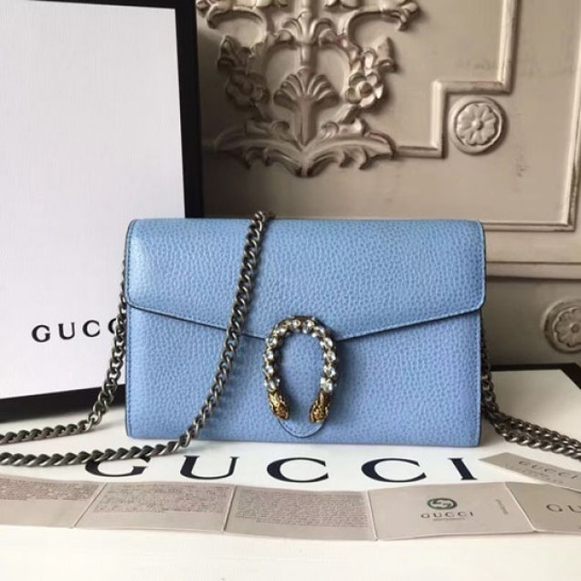 Gucci Crystal Dionysus Wallet On A Chain 20cm Shoulder Bag Spring/Summer 2017 Collection, Light Blue