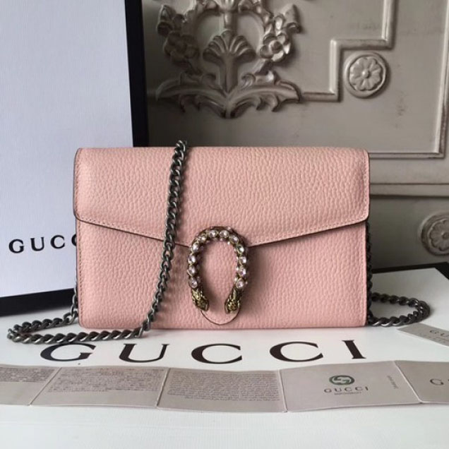 Gucci Crystal Dionysus Wallet On A Chain 20cm Shoulder Bag Spring/Summer 2017 Collection, Light Pink