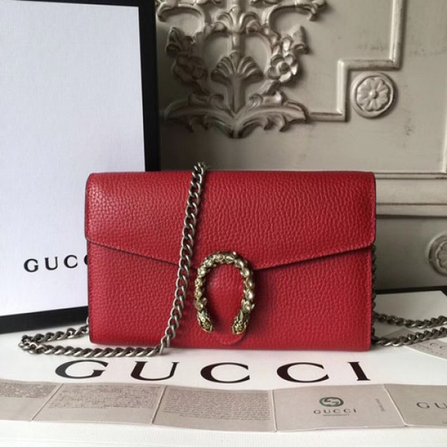 Gucci Crystal Dionysus Wallet On A Chain 20cm Shoulder Bag Spring/Summer 2017 Collection, Red