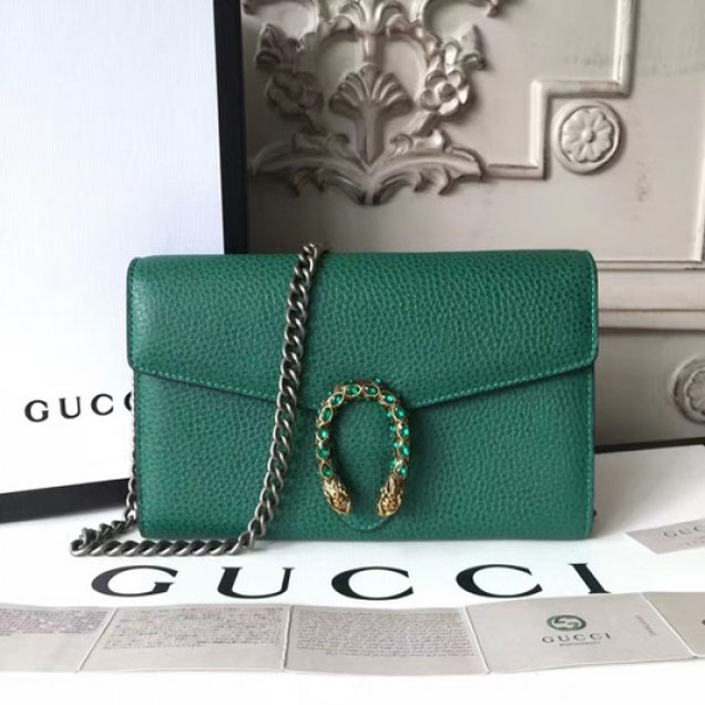 Gucci Crystal Dionysus Wallet On A Chain 20cm Shoulder Bag Spring/Summer 2017 Collection, Green