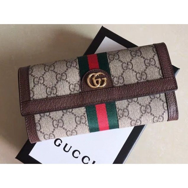 Gucci Ophidia GG Web Continental Wallet 523153 Brown 2018