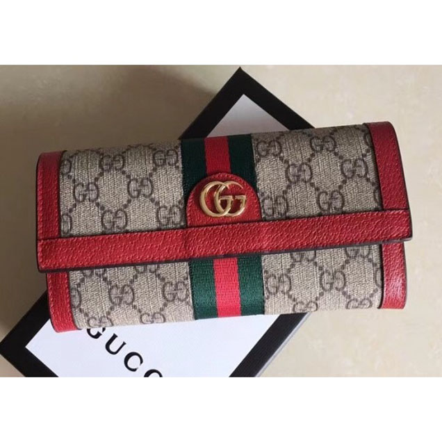 Gucci Ophidia GG Web Continental Wallet 523153 Red 2018