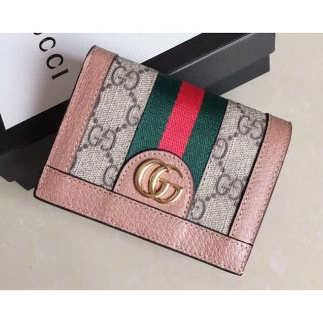 Gucci Ophidia GG Card Case 523155 Nude Pink 2018