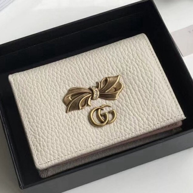 Gucci Leather Card Case With Bow 524289 White 2018 Collection