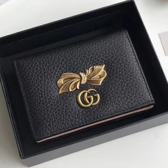 Gucci Leather Card Case With Bow 524289 Black 2018 Collection