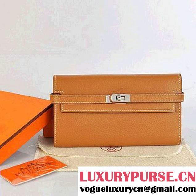 Hermes Kelly Wallet Togo Leather Bi-Fold Purse A708 Camel