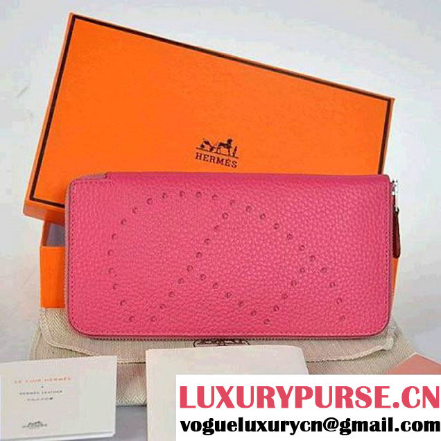 Hermes Evelyn Long Wallet Zip Purse A808 Peach