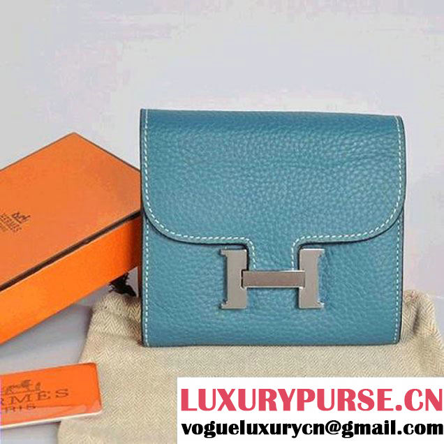 Hermes Constance Togo Leather Wallets A608 Blue