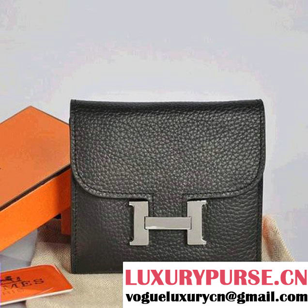 Hermes Constance Wallets Togo Leather A608 Black