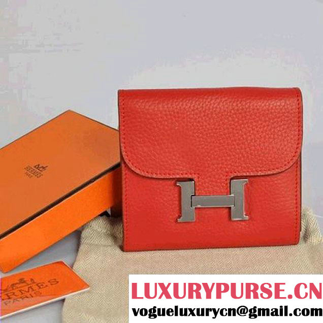 Hermes Constance Wallets Togo Leather A608 Red