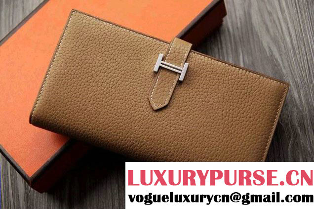 Hermes Epsom Calfskin Wallet with Gusset H Camel 2014