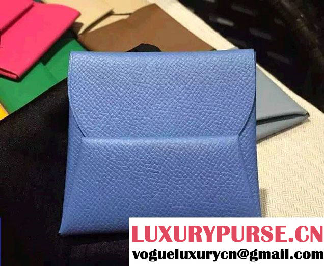 Hermes Epsom Calfskin Bastia Change Purse Sky Blue 2015/2016