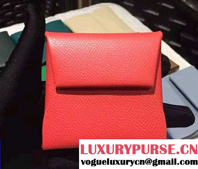 Hermes Epsom Calfskin Bastia Change Purse Cerise 2015/2016