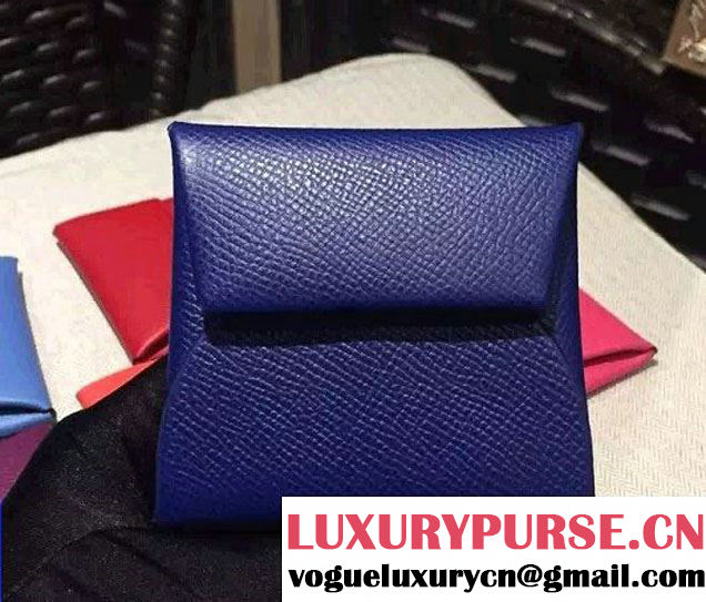 Hermes Epsom Calfskin Bastia Change Purse Blue 2015/2016