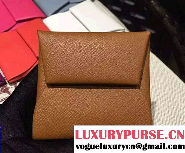 Hermes Epsom Calfskin Bastia Change Purse Brown 2015/2016