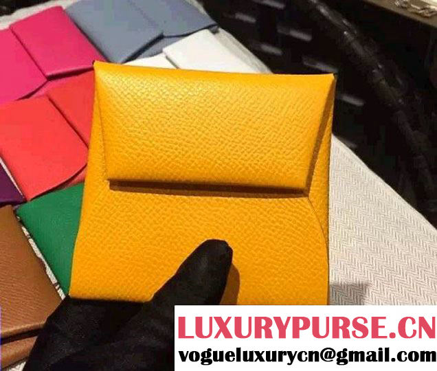 Hermes Epsom Calfskin Bastia Change Purse Yellow 2015/2016