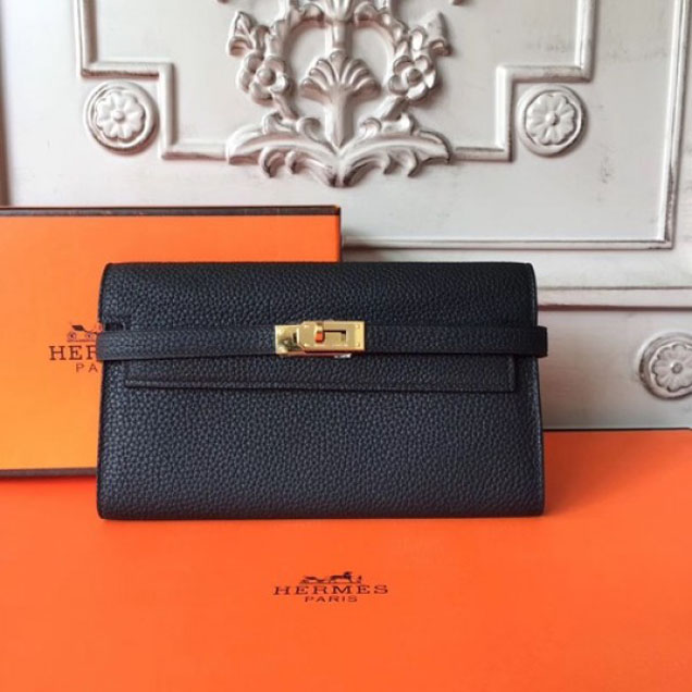 Hermes Kelly Wallet Togo Leather Handstitched Gold Hardware Spring/Summer 2017 Collection, Noir