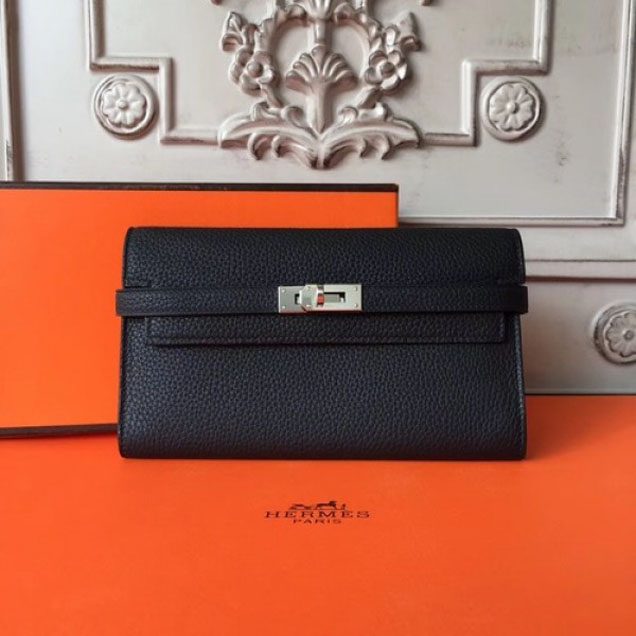 Hermes Kelly Wallet Togo Leather Handstitched Silver Hardware Spring/Summer 2017 Collection, Noir