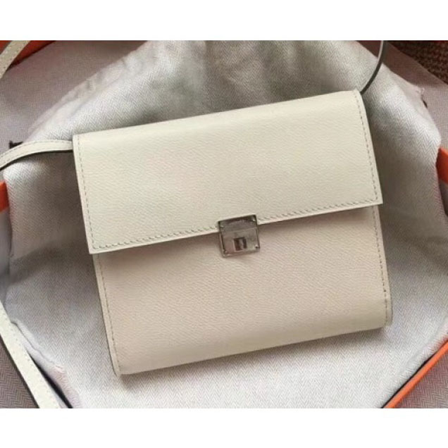 Hermes Epsom Calfskin Click 16 Wallet with Strap Bag Off White