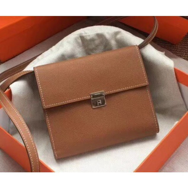 Hermes Epsom Calfskin Click 16 Wallet with Strap Bag Khaki