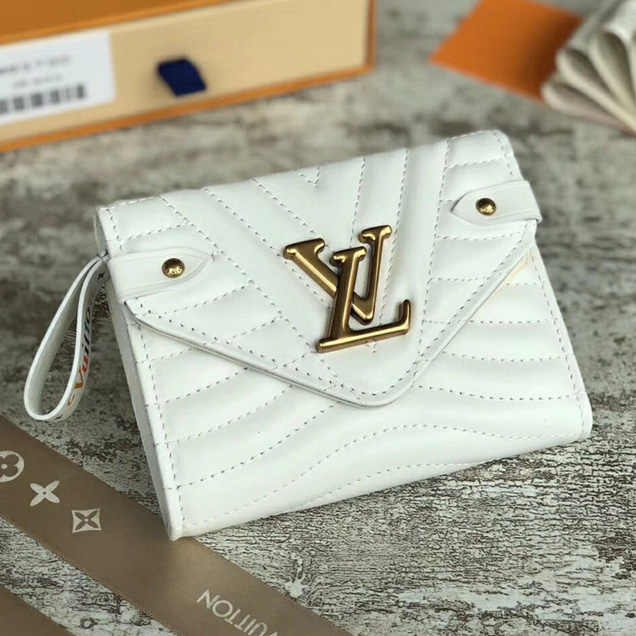 Louis Vuitton M63730 New Wave Compact Wallet White New Wave Leather