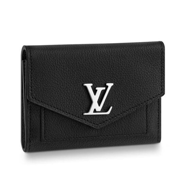 Louis Vuitton M62947 Mylockme Compact Wallet Calf Leather Black