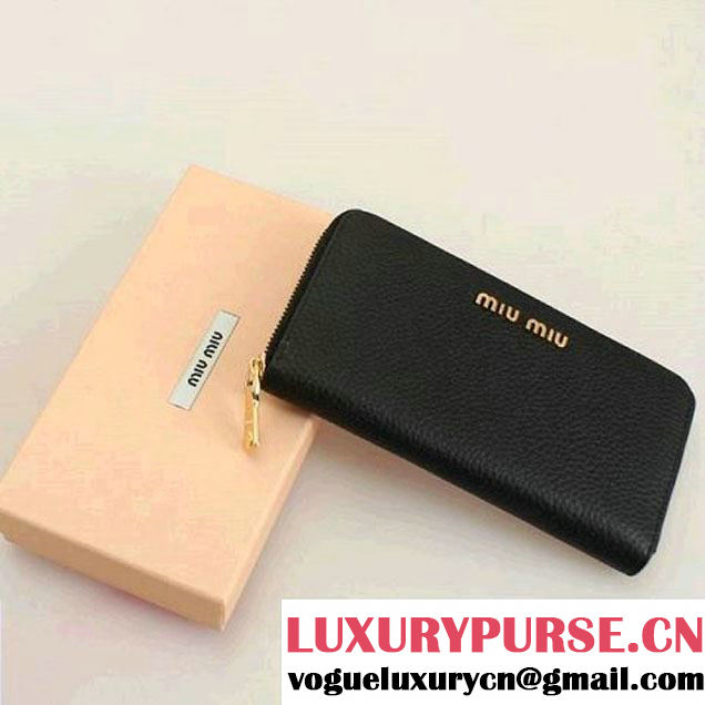 miu miu Madras Goat Leather Wallet 5M0955 Black