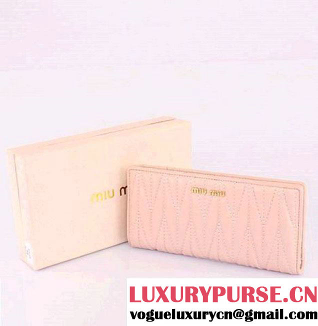 miu miu Matelasse Shiny Sheepskin Leather Wallet 8012 Light Pink