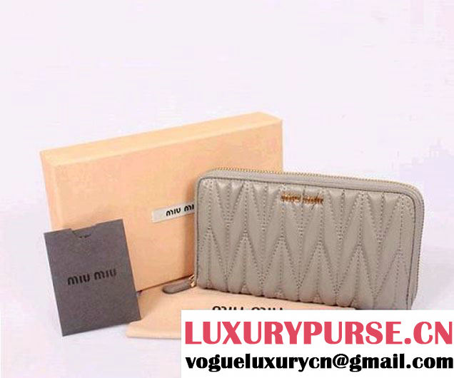 miu miu Matelasse Shiny Calf Leather Wallet 5M0506 Grey