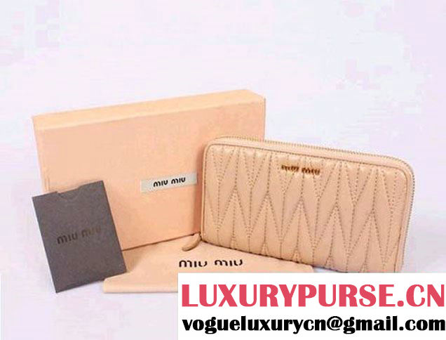 miu miu Matelasse Shiny Calf Leather Wallet 8010 Apricot