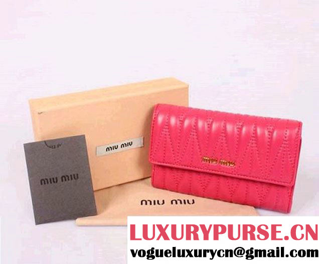 miu miu Matelasse Shiny Calf Leather Wallet 8009 Rose