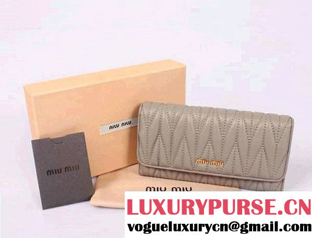 miu miu Matelasse Shiny Calf Leather Wallet 8008 Grey