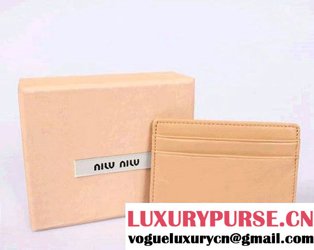 miu miu Calf leather Credit Card Holder 8011 Apricot